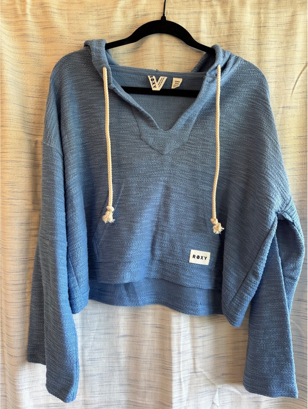 Roxy Blue Hooded Pullover Sweater with Drawstring